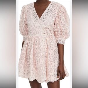 sister jane, pink petalled mini wrap dress, size x-small worn once